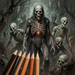 pencils of 1 1 horrifying abandoned grotesques, medical, by wayne d barlowe, boris vallejo, geof darrow, torch light, muted colors, epic, hyper detailed, awe inspiring, award winning horror, hyper realism, cinematic