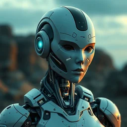female robot, cinematic background, fully detailed, octane render