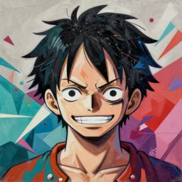 Ace vs Luffy profile picture by Sachin Teng, asymmetrical, Organic Painting ,geometric shapes, hard edges, energetic, graffiti, street art:2 by Sachin Teng:4