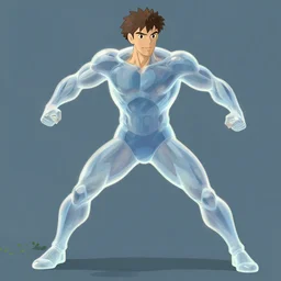 translucent realistic muscular superhero in battle, fantasy digital art, studio ghibli, clean cel shaded vector art, style artstation, style greg rutkowski and frank frazetta, octane render, unreal engine 6, epic game graphics, fantasy, conceptual art, ray tracing