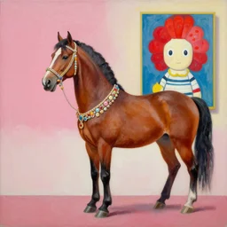 a beautiful painting a jewellery horse, by kusama yayoi and picasso painting murakami takashi, lumion render