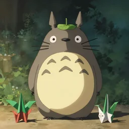 totoro film still of a full still life seinen manga commercial photo of real - life origami plant, cinestill, 8 k