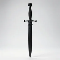 matte black crystal sword, studio product photography, isolated on a pure white background, centered, entire object in frame, sharp focus, soft studio lighting
