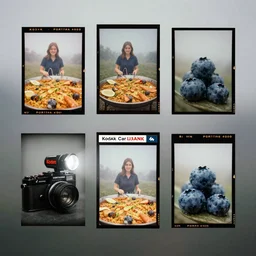 kodak portra 4 0 0, wetplate, flashlight, 8 5 mm carl zeiss, blueberry, award - winning colour portrait by britt marling : paella, quadratic quadratic picture frames, haze, wallpaper, fog, no people