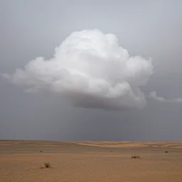 photography fluffy rainy cloud in the middle of the desert