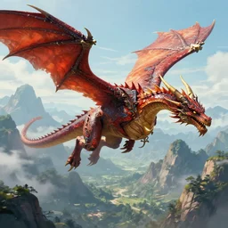dragon flying in mountain landscape, digital art, majestic, fantasy, d & d, intricate, hyper detailed, devianart, concept art, smooth, concept art, vibrant, photorealistic, rj palmer, rossier, jessica