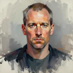 abstract expressionist portrait of mike ehrmantraut. art style of disco elysium. broad stroke. slightly blurry.