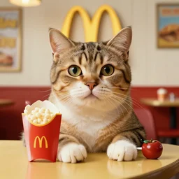 vintage mcdonald's commercial depicting a cat, by saul leitner