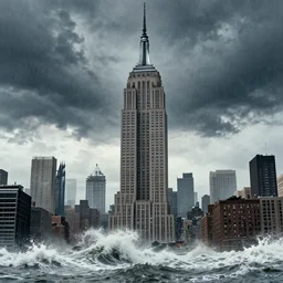 the new york tsunami wave flooding empire state building, in american psycho ( 1 9 9 9 )