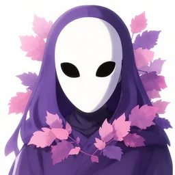 portrait, nightmare anomalies, leaves with hollow knight mask by miyazaki, violet and pink and white palette, illustration, kenneth blom, mental alchemy, james jean, pablo amaringo, naudline pierre, contemporary art, hyper detailed