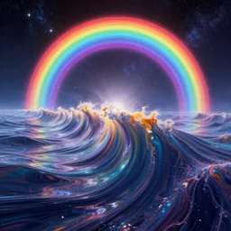 nuclear waves transverse the gravity's rainbow spread across fluid cosmos high detail