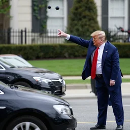 donald trump throwing balls at cars