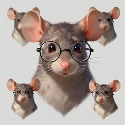 character design portrait of an anthropomorphic furry rat girl with rat ears, normal sized eyes, wearing glasses, 4 k, concept art, by wlop, ilya kuvshinov, artgerm, krenz cushart, pixiv.