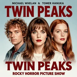 Twin Peaks poster artwork by Michael Whelan and Tomer Hanuka, Rendering of Rocky Horror Picture Show, full of details, by Makoto Shinkai and thomas kinkade, Matte painting, trending on artstation and unreal engine