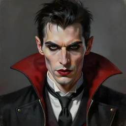 portrait painting of a badass vampire man, sharp focus, award - winning, trending on artstation, masterpiece, highly detailed, intricate. art by rebecca guay