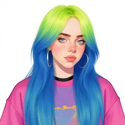 colorful!!!!! mcbess illustration of billie ellish