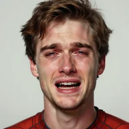 beautiful painting by jeremy mann, portrait of tobey maguire as spider - man grimacing in tears weeping crying, absurdly beautiful, elegant, ultrafine hyperrealistic detailed face illustration by wlop and artgerm and greg rutkowski, alphonse mucha, frank franzetta, craig mullins, intricate linework, sharp focus, smooth, octopath traveler, final fantasy, unreal engine,
