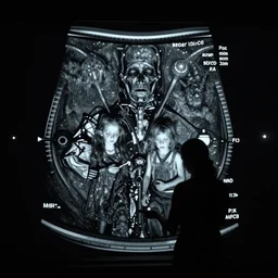 mri image of a creepy family in the deep space scanner
