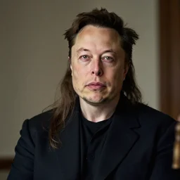 a photograph of Elon Musk by Julia Margaret Cameron, portrait, 40mm lens, shallow depth of field, split lighting