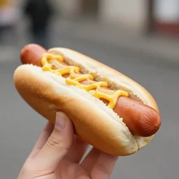 a hotdog biting its own tail