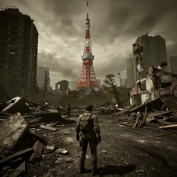 Tokyo in ruins post-nuclear war in Fallout 4, in game screenshot
