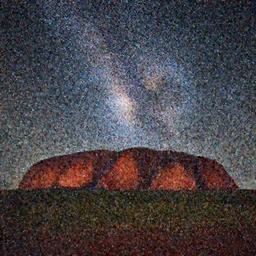 Uluru at night, Milky Way Galaxy, photography