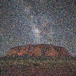 Uluru at night, Milky Way Galaxy, photography