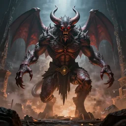 9th circle of hell, huge demon, phosphorite, atmospheric, cinematic, Epic, ultra detail, ultra realistic, rendered by awesomeness, 16K