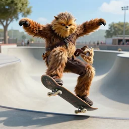jabba the hutt landing a kickflip at the skatepark