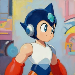greg manchess portrait painting of the megaman as overwatch character, medium shot, asymmetrical, profile picture, organic painting, sunny day, matte painting, bold shapes, hard edges, street art, trending on artstation, by huang guangjian and gil elvgren and sachin teng