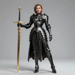 beautiful fantasy goddess scarlett johansson, black plate - armor, golden gladius, intricate details, elegant, ultra realistic, wide angle, seductive pose, gothic style artifacts, highly detailed, unreal engine, octane render