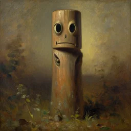 Herobrine Totem,painting by Gaston Bussiere, Craig Mullins