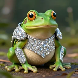 a frog wearing diamond armor