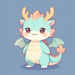full body digital illustration of a cute pastel chibi dragon, concept art, matte background, deviantArt, artstation