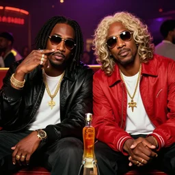 sir isaac newton and tupac shakur chillin at the club, ciroc commercial, 8 k, cinematic lighting, sexy, gangsta