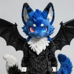 🎨 🟦 blue ⬛ black ♂🐱 - 🦇 catbat ( blue _ black _ cat _ bat ) fursona 🦇👂 streaming 🎮🖥 heterochroma 👀 - n 4
