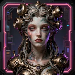 an intricately detailed ultra - realistic unreal engine 5 rendering of a portrait of steampunk cyberpunk neon - bordered aphrodite, concept art, intricate details, eerie, highly detailed, photorealistic, octane render, 8 k uhd art by kilian eng