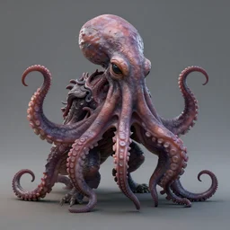 a single highly detailed 4 k matte painting. a monster of vaguely anthropoid outline, but with an octopus - like head and face, a scaly, rubbery - looking body