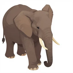 A photo of an elephant, isometric view, white background, photography, stock photo