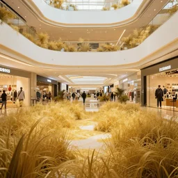 rundown mall overgrown golden light