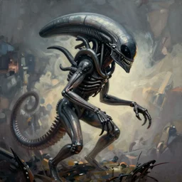 “painting of xenomorph in the style of HR Giger”