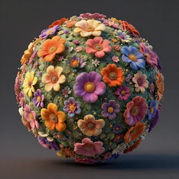 The Mandelbulb has grown flowers all over its surface. Side View. Colorful. High Detail, digital painting, artstation, concept art, smooth, sharp focus, illustration, art by Gustave Dore, octane render
