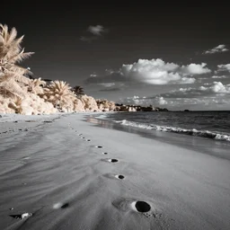 infrared photograph of a beutiful beach