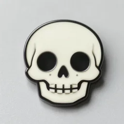 a highly detailed retro minimalistic smiling happy skull enamel pin