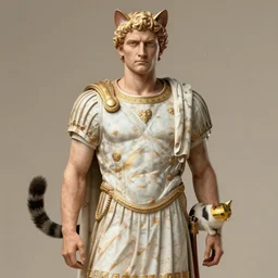illustration of the roman emperor augustus neko man half cat, character design, art station, epic, elegant, masterpiece, in the style by nikita diakur