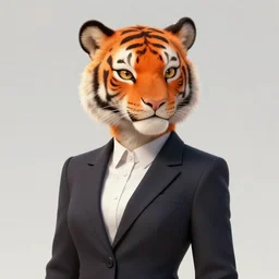 character design portrait of a beatiful anthropomorphic orange furry tiger girl with tiger ears, wearing a suits, looking at the camera, 4 k, concept art, by wlop, wenjun lin, watercolor, ilya kuvshinov, artgerm, krenz cushart, pixiv.