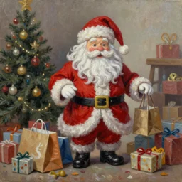 santa claus shopping toys on amazon. oil on canvas. intricate. 8 k. highly professionally detailed. hdr. cgsociety