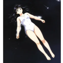 a woman floating in space by katsuhiro, manga art panel
