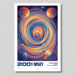A psychedelic poster of 2001: A Space Odyssey by Victo Ngai, James Gilleard, Bruce Pennington