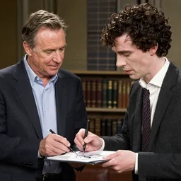 adrian monk!!!! ( ( ( tony shaloub ) ) ) asks sherlock!!! ( ( ( benedict cumberbatch ) ) ) for an autograph, natural lights, hyper realistic, award winning photo by ryousuf karsh